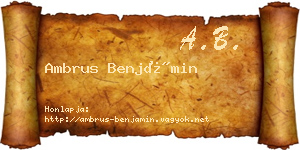 Ambrus Benjámin névjegykártya